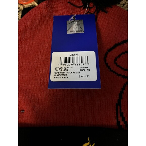 Miami Heat NBA Beanie Scarf Set Black Red Hat Basketball Florida New - Picture 3 of 6